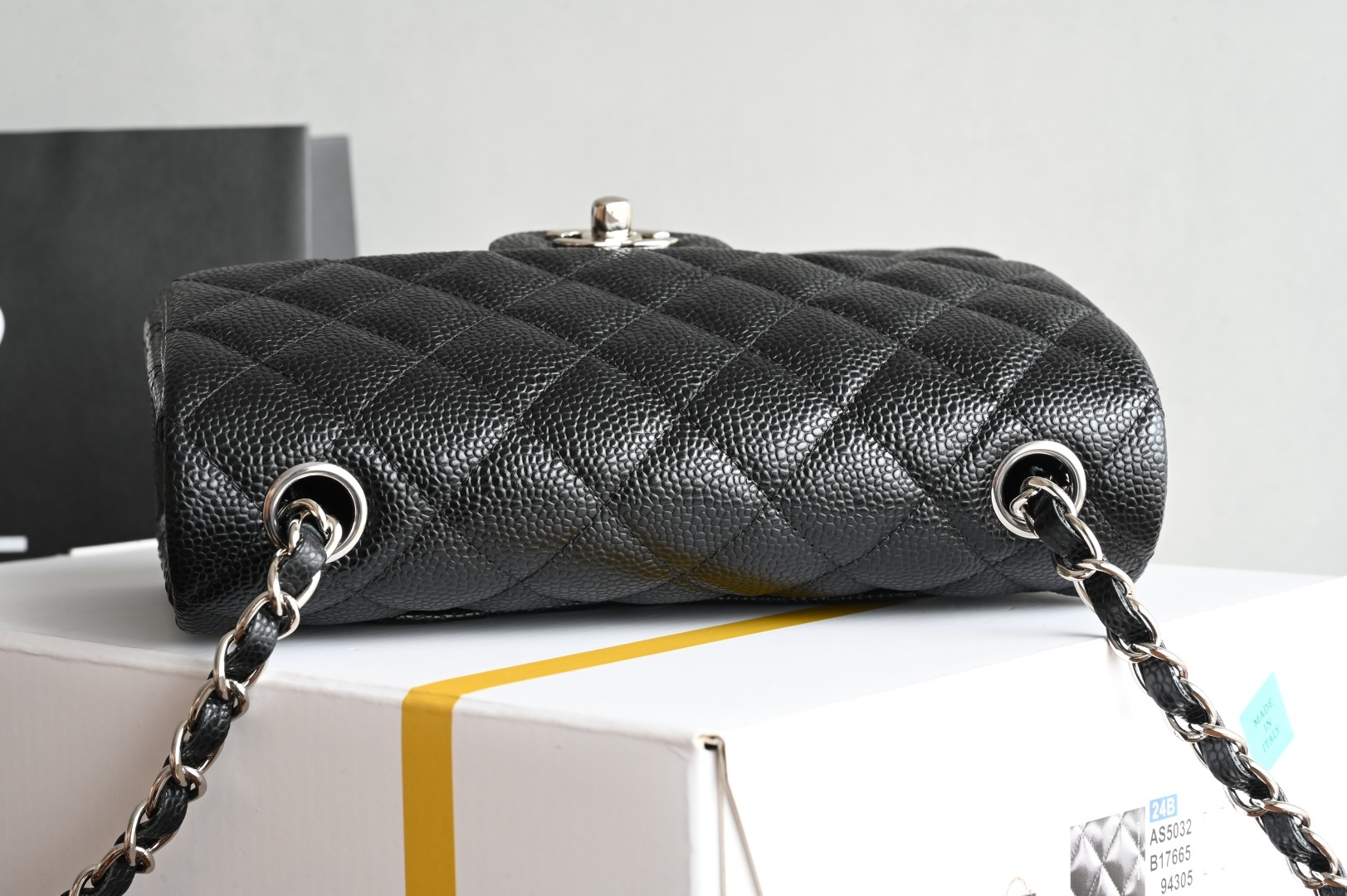 bag0110 Chanel Classic Flap Mini Black Silver Hardware - Image 5