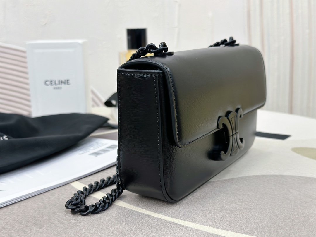 cel0152 Celine Triomphe Ava Black Hobo Bag - Image 5