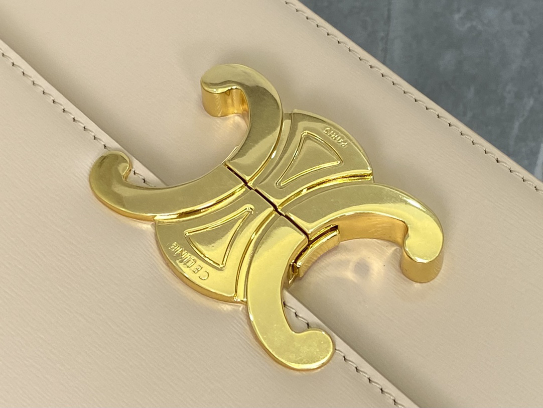 cel0265 Celine Triomphe Box Beige Gold Hardware - Image 5