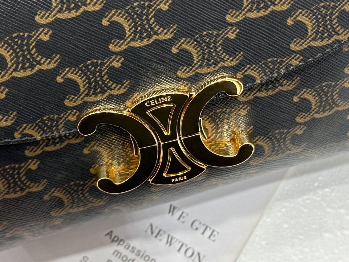 cel0350 Celine Triomphe Nino Brown Top Handle Bag - Image 5