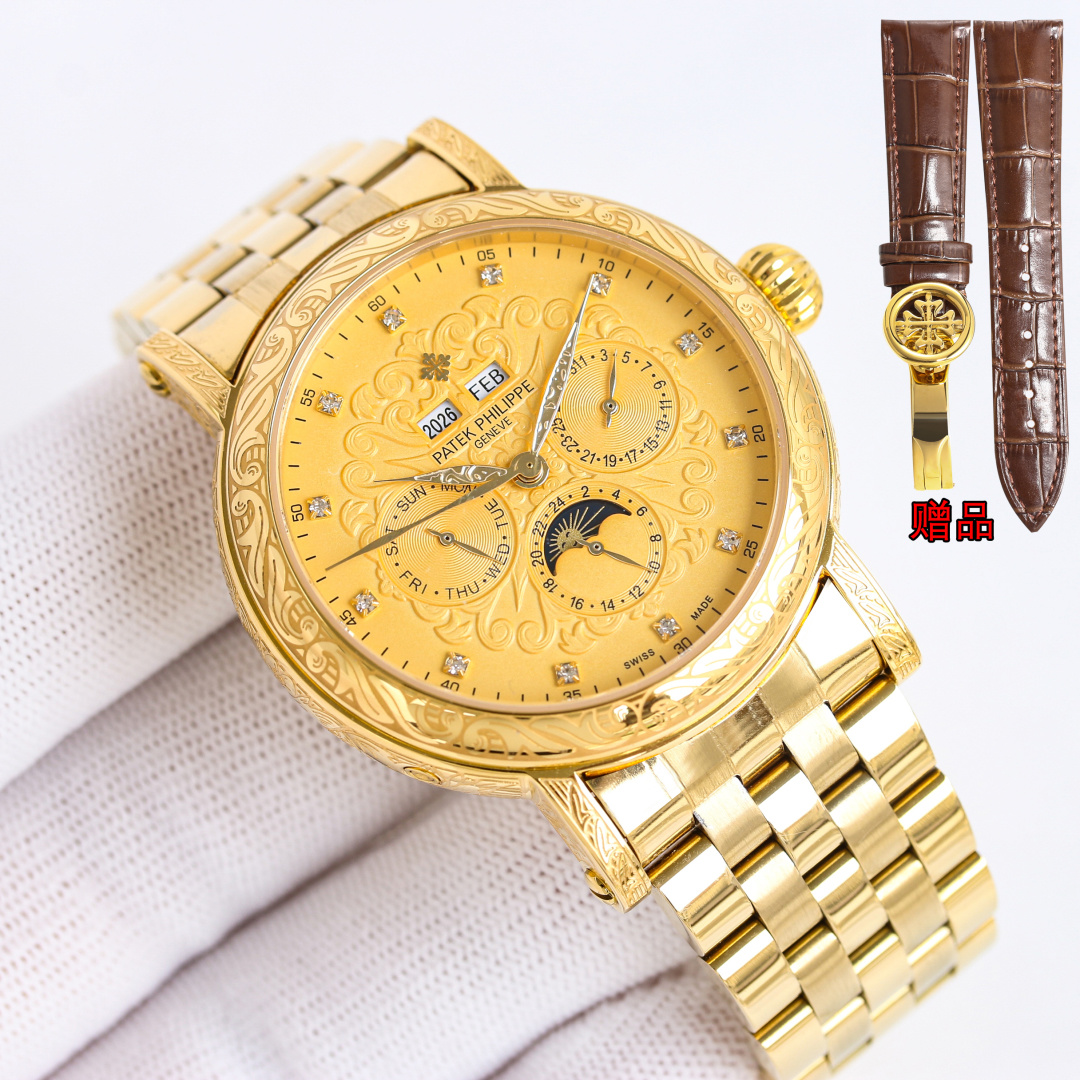 Patek Philippe Watch 42mm White / Gold - watch0277 - Image 5
