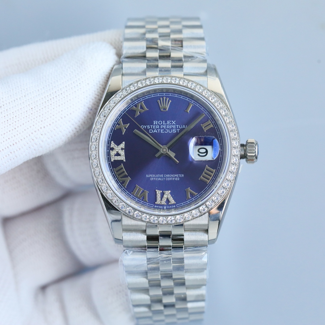 Rolex Datejust 36mm Green / Silver - watch0387 - Image 5