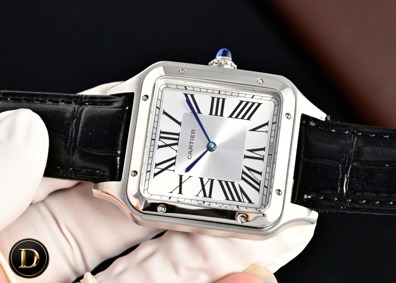 Cartier Santos Blue / Silver - watch0691 - Image 5